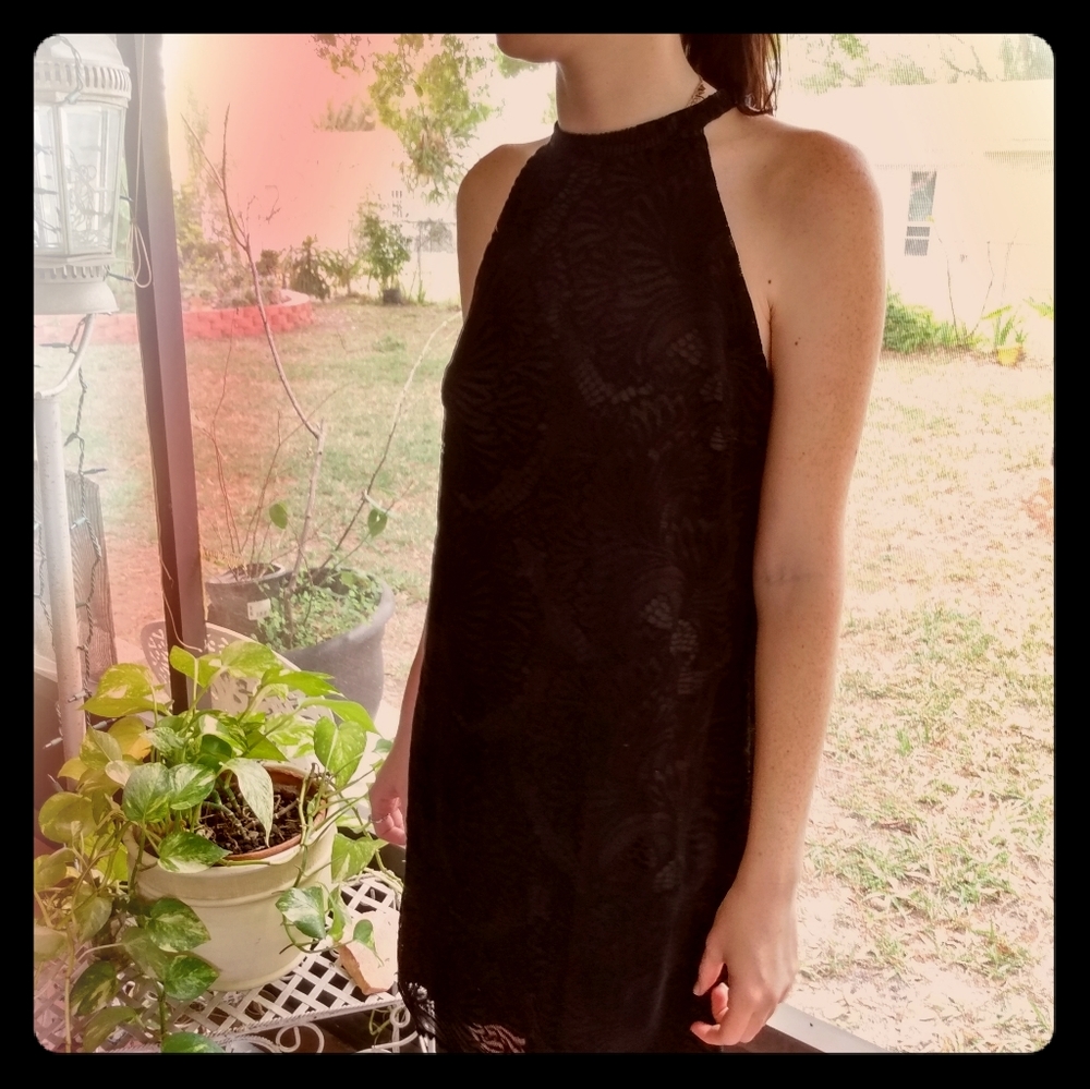Black halter styled lacy dress 12petite